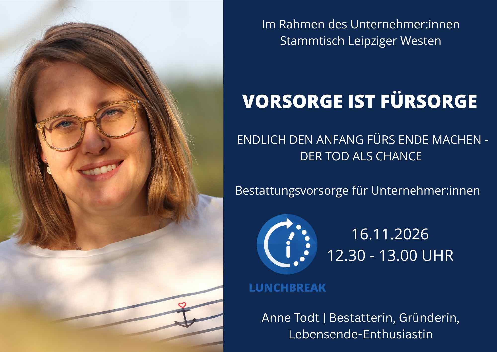 19. LunchBreak online – Vorsorge ist Fürsorge mit Anne Todt